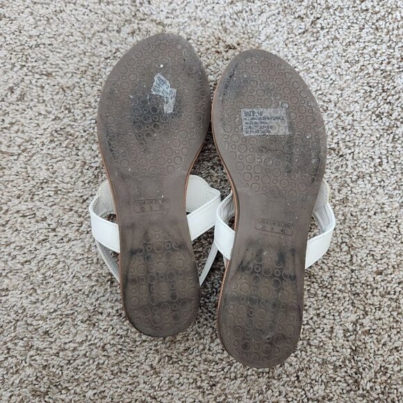 Mixit Brown White Slingback Flat Thong Sandals - Picture 4 of 8